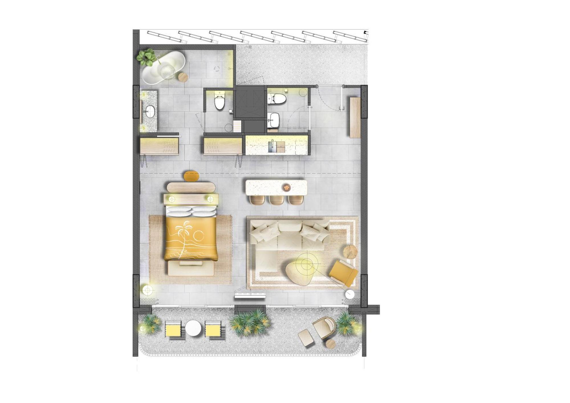 The Standard, Hua Hin Hotel Room photo A floor plan of a typical apartment